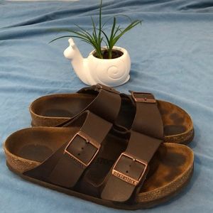 Dark brown Birkenstocks